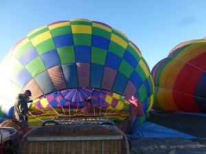 Inflating hot air balloon