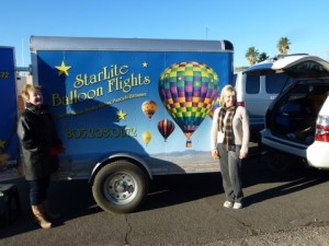 Hot Air Balloon landing, Shirley and Daughter Chris